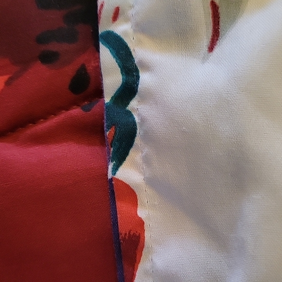 65"×86" BEAUTIFUL handmade machine Stitch Popies & Lilies REVERSIBLE QUILT - Picture 4 of 5